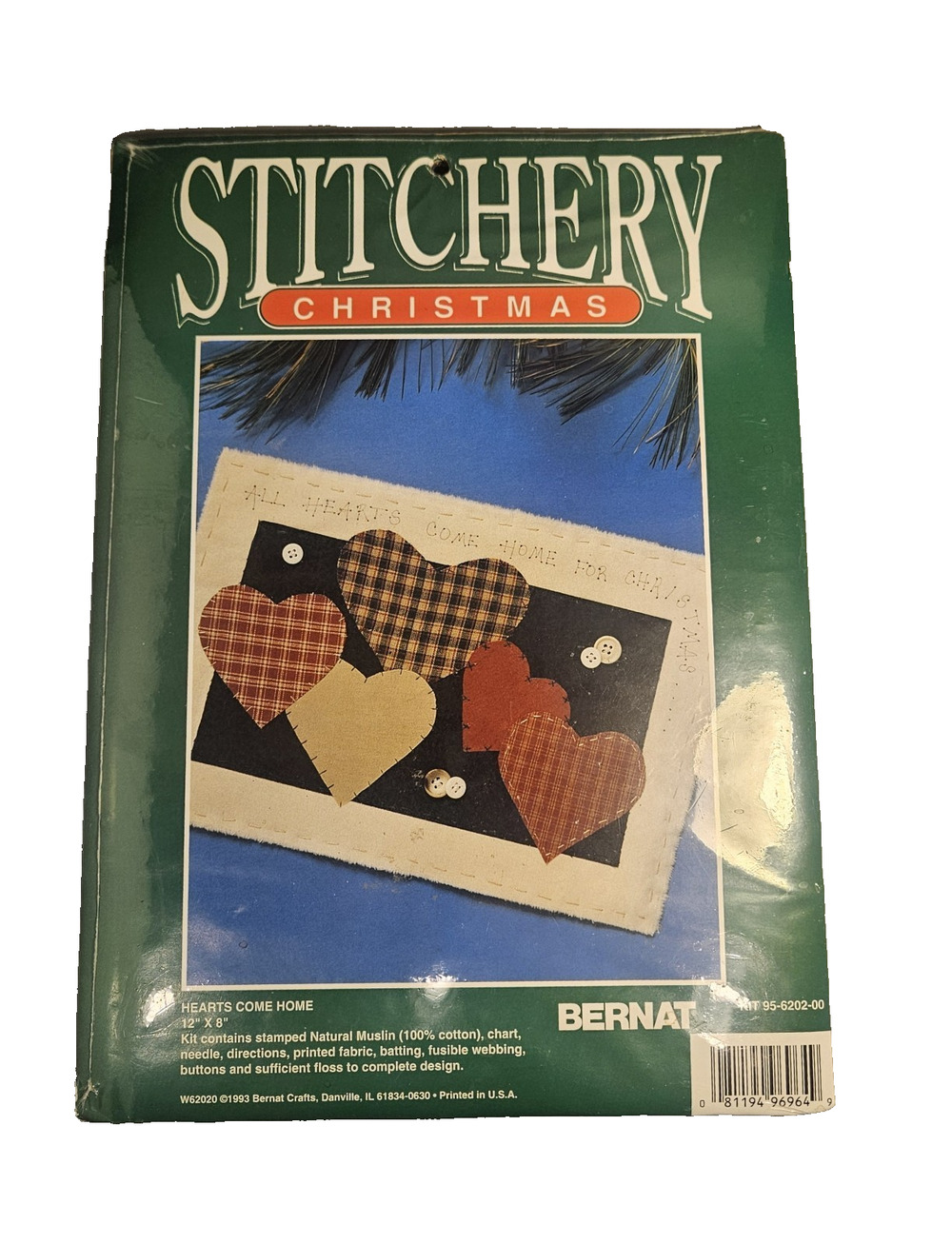 Stitchery Christmas By Bernat "Hearts Come Home" Holiday Craft Kit 1993 Vintage